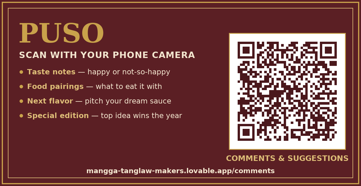 comments and suggestions QR code label with scan benefits on the left and the scan code on the right